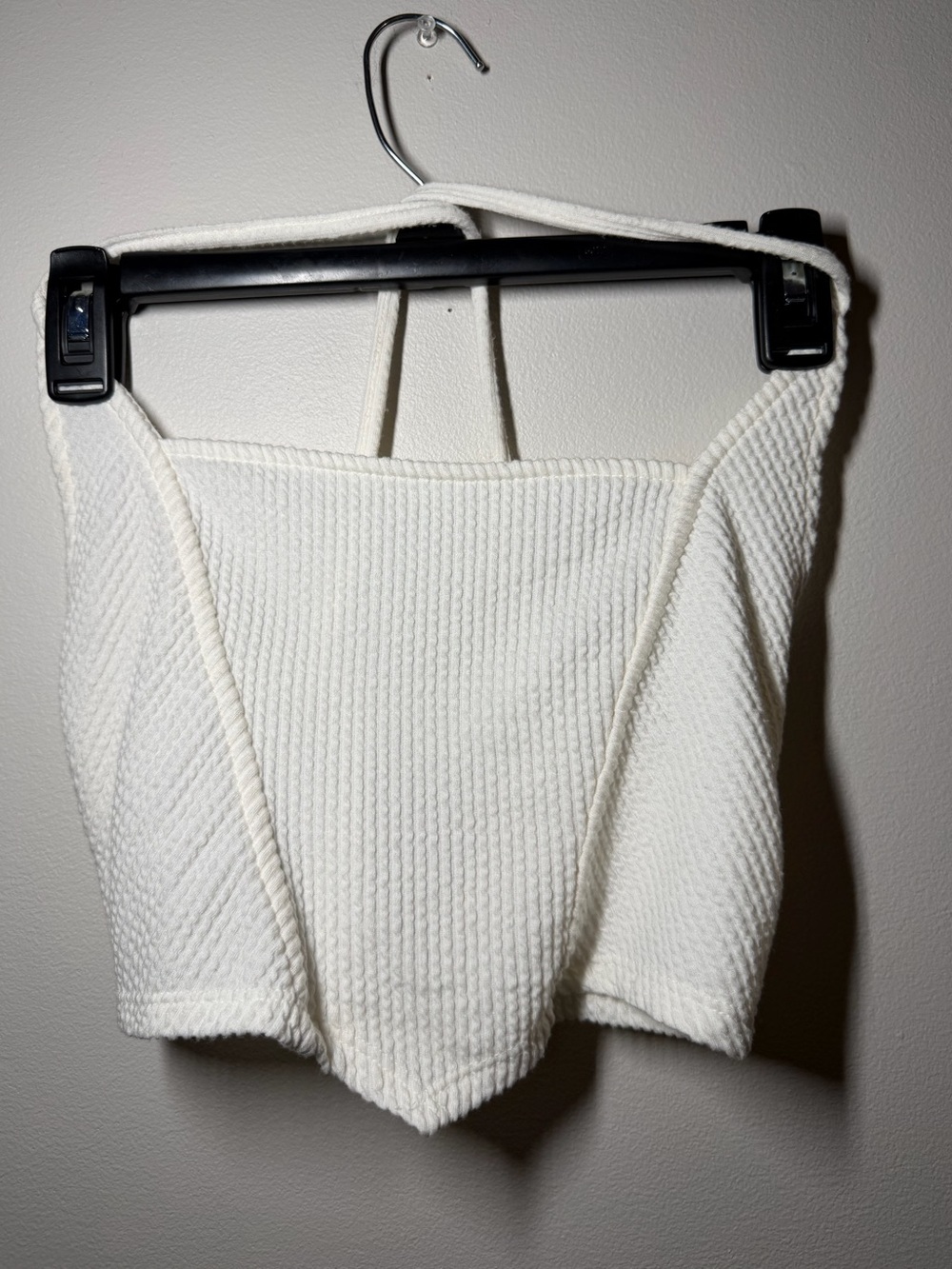 Urban Outfitters White Triangle Ribbed Crop Top